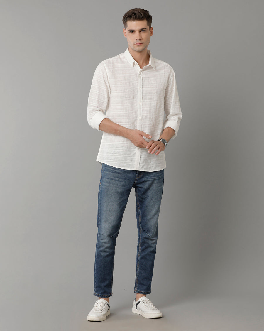 Voi Jeans Mens White Slim Fit Shirt