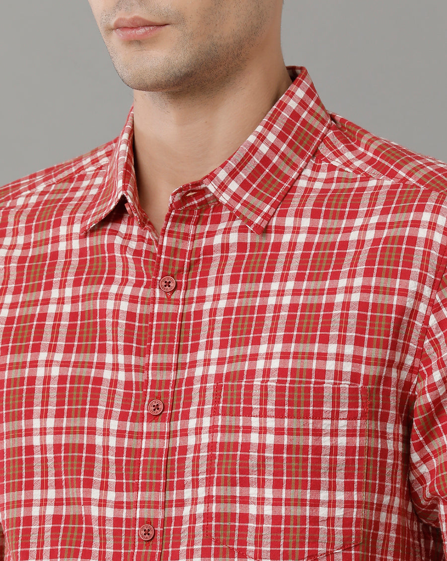 Slim Fit Tartan Checked Pure Cotton Casual Shirt