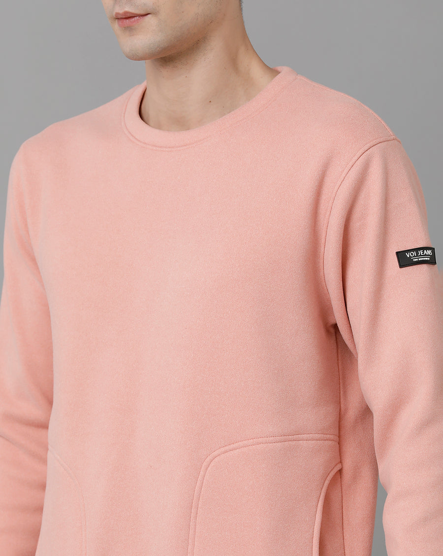 Voi Jeans Mens Regular Fit Peach Sweatshirt