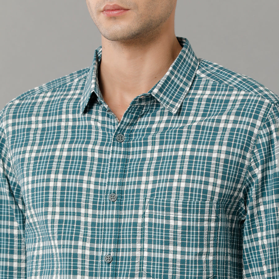 Men Green Slim Fit Tartan Checks Opaque Checked Casual Shirt