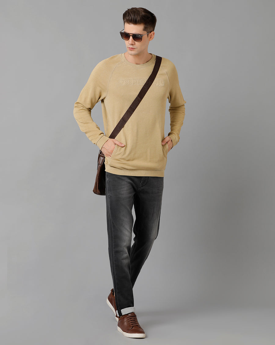 Voi Jeans Mens Regular Fit Beige Sweatshirt