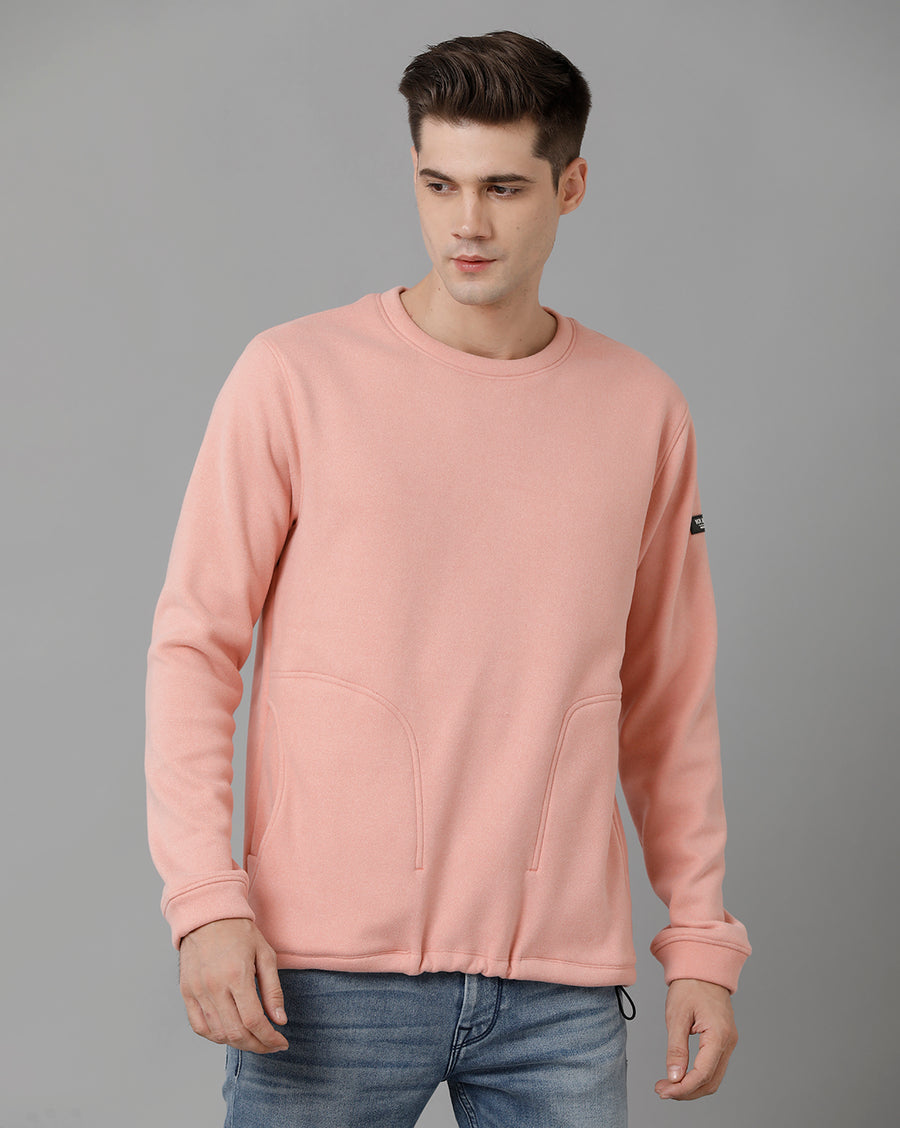 Voi Jeans Mens Regular Fit Peach Sweatshirt