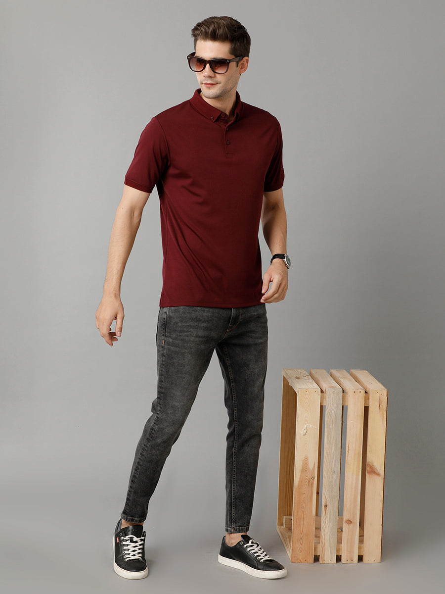 Men Solid Regular Fit Casual T-Shirt