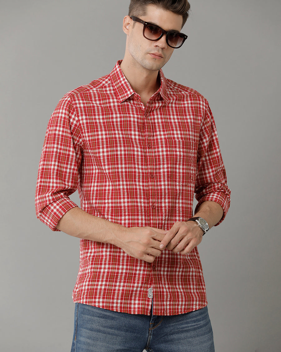 Slim Fit Tartan Checked Pure Cotton Casual Shirt