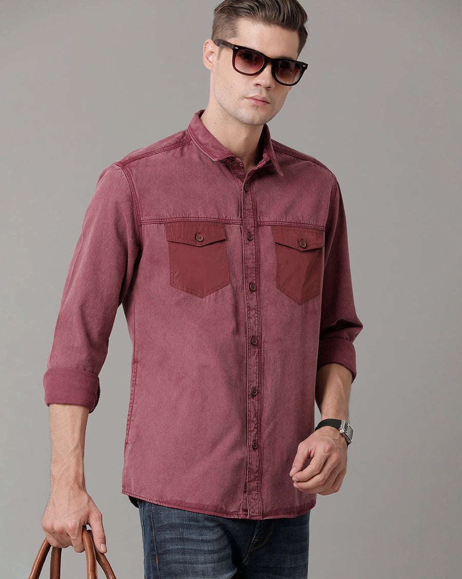 Voi Jeans Mens Wine Slim Fit Shirt