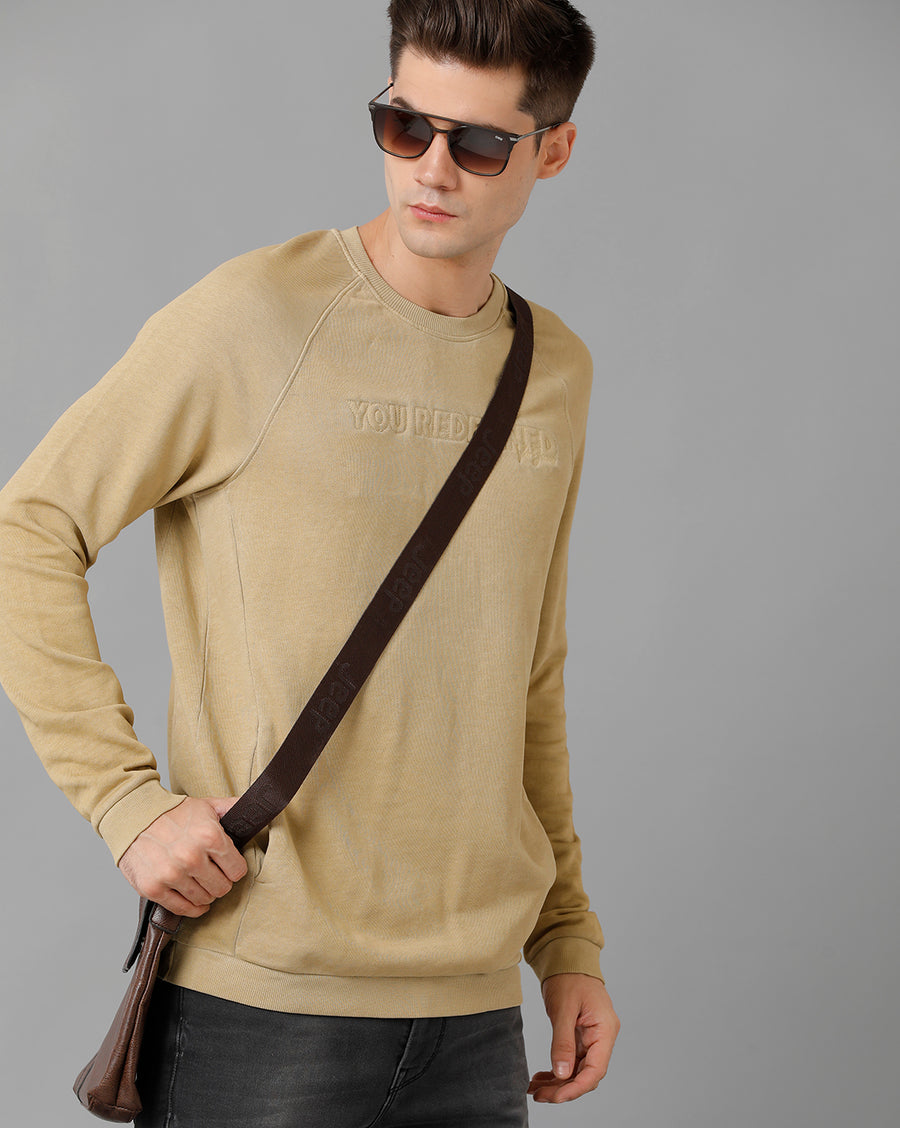 Voi Jeans Mens Regular Fit Beige Sweatshirt