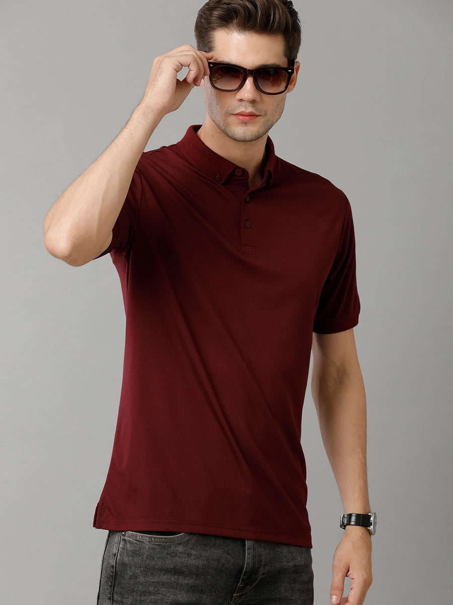 Men Solid Regular Fit Casual T-Shirt