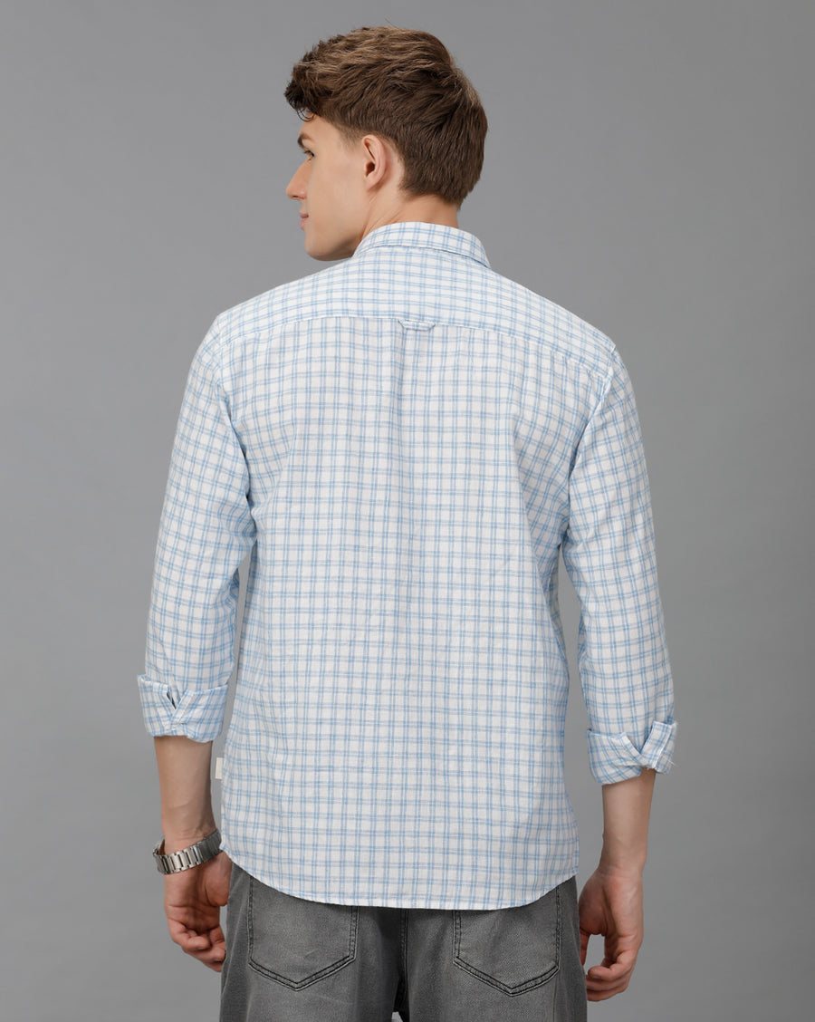 WHITE BLUE CHECKS SLIM FIT SHIRT