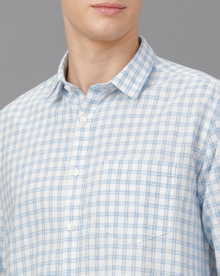 WHITE BLUE CHECKS SLIM FIT SHIRT