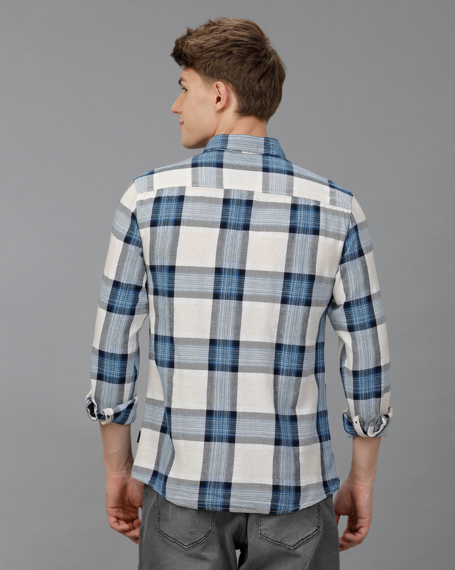 NATURL BLUE CHECKS SLIM FIT SHIRT