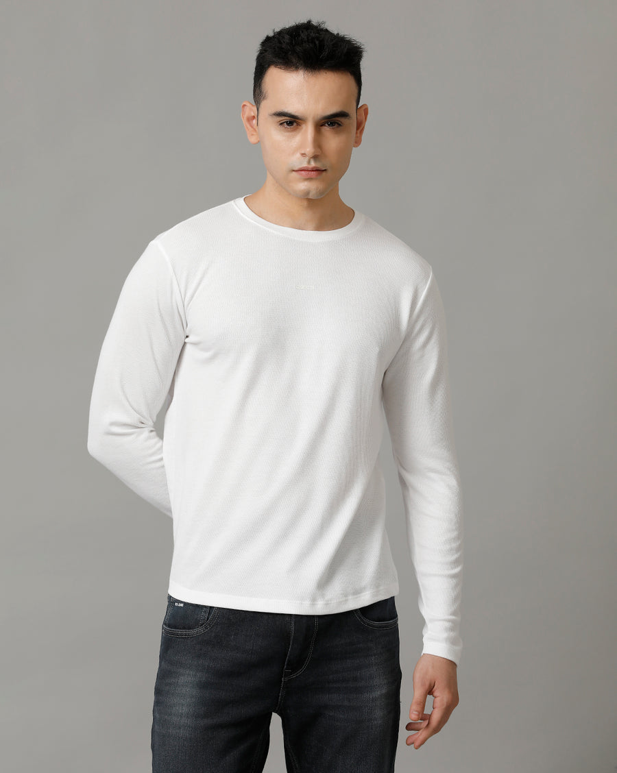 Men's White Full Sleeve T shirt