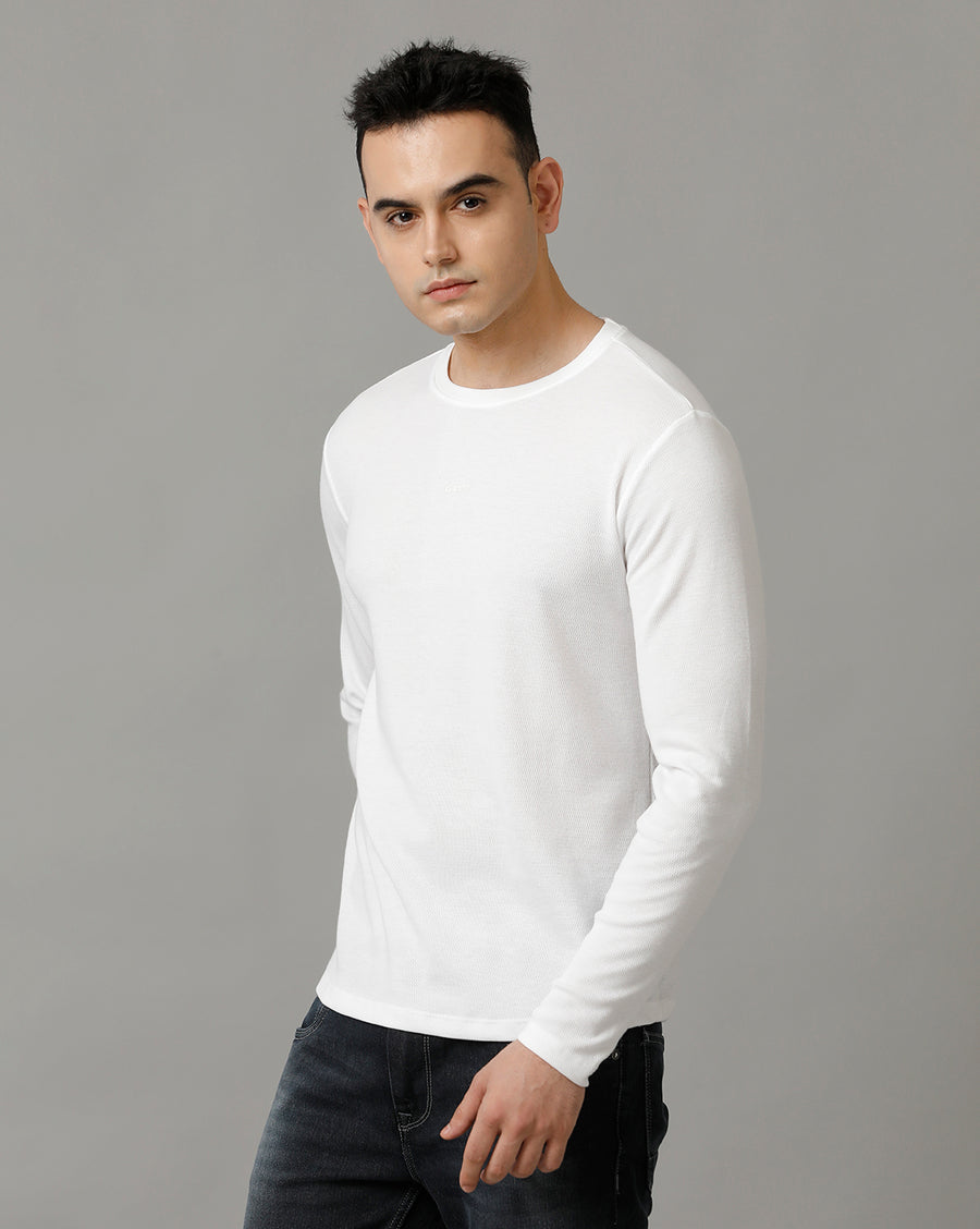 Men's White Full Sleeve T shirt