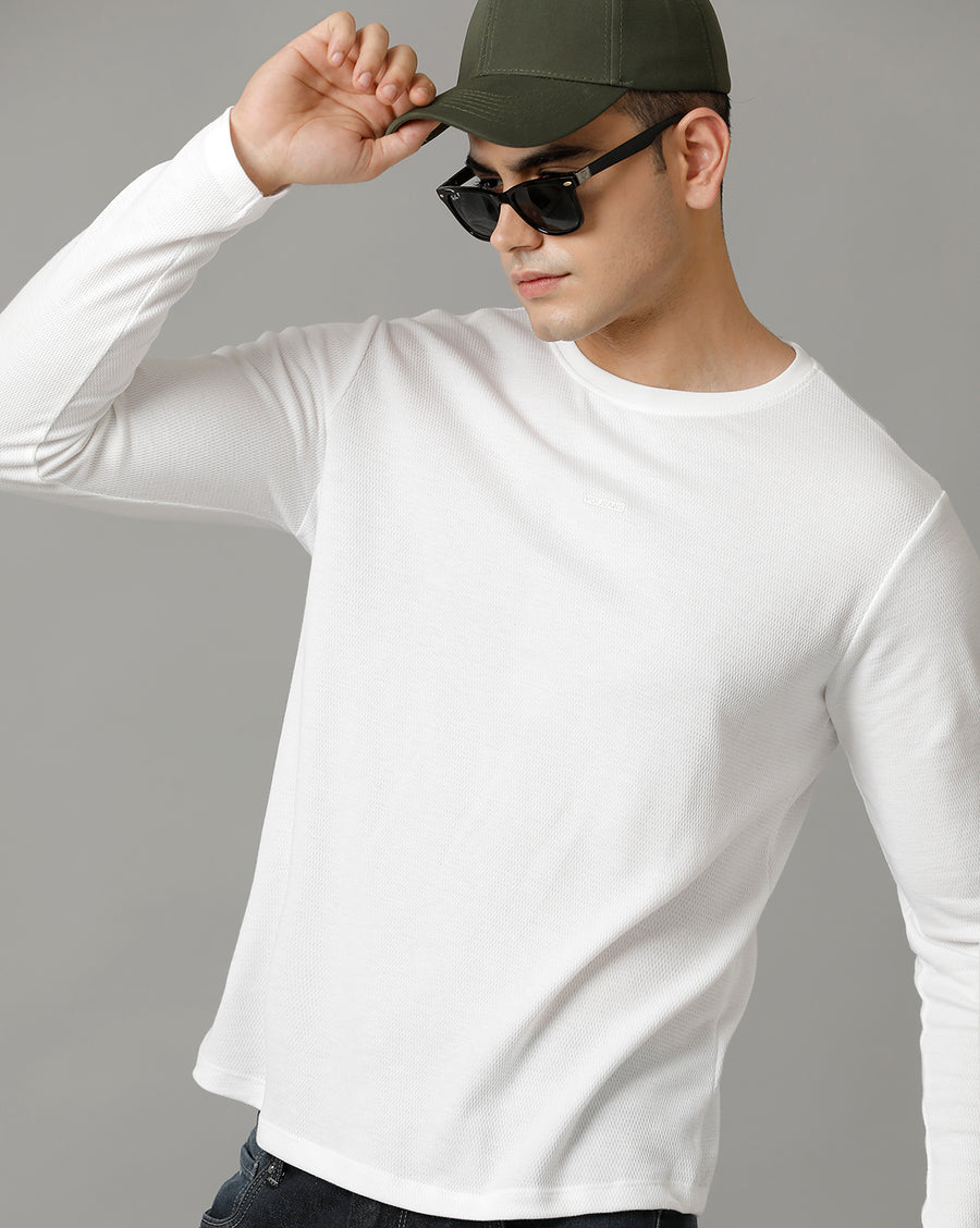 Men's White Full Sleeve T shirt