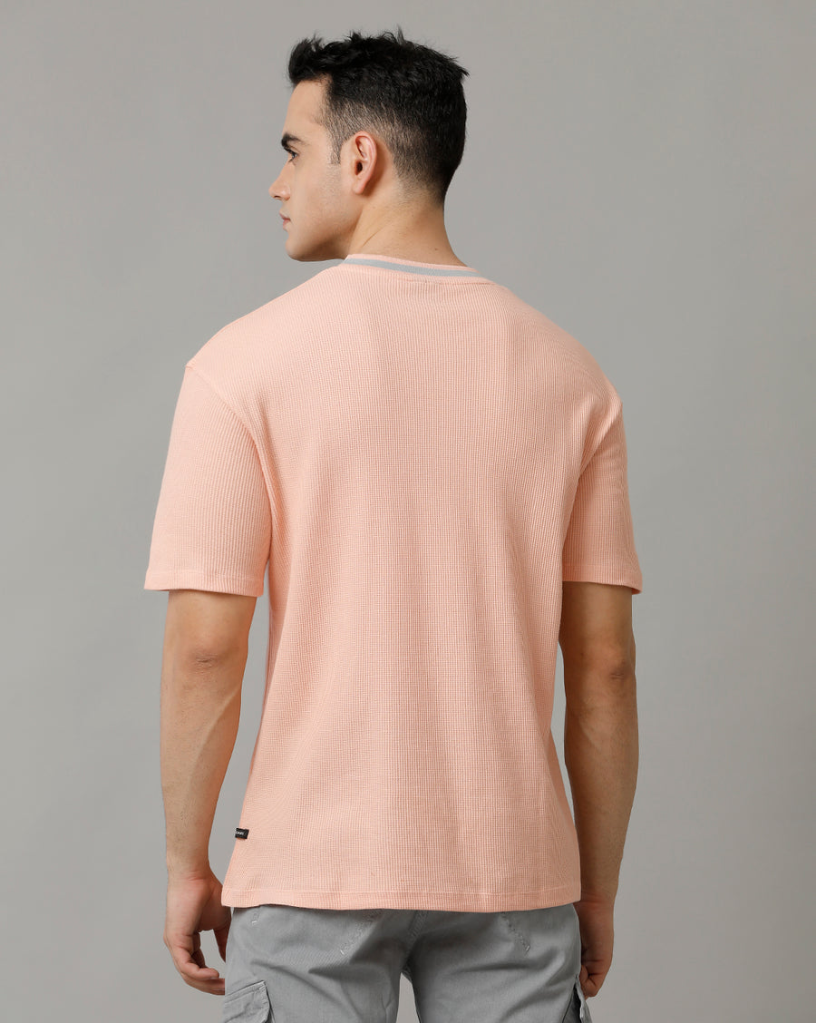 Voi Jeans Mens Dusty Pink Boxy Fit Cotton T-Shirt