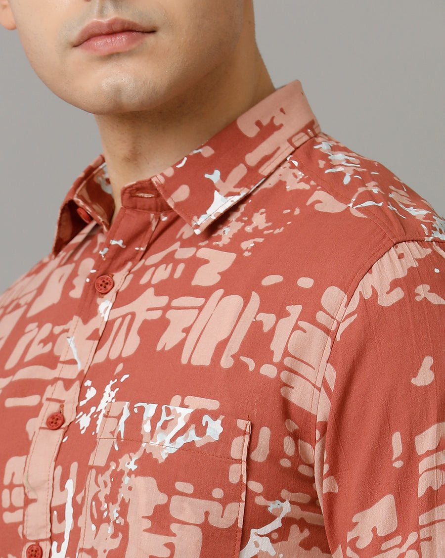 Men's Printed Fill Sleeve Cotton Shirt