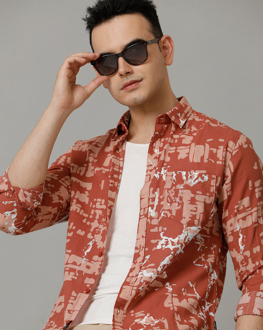 Men's Printed Fill Sleeve Cotton Shirt