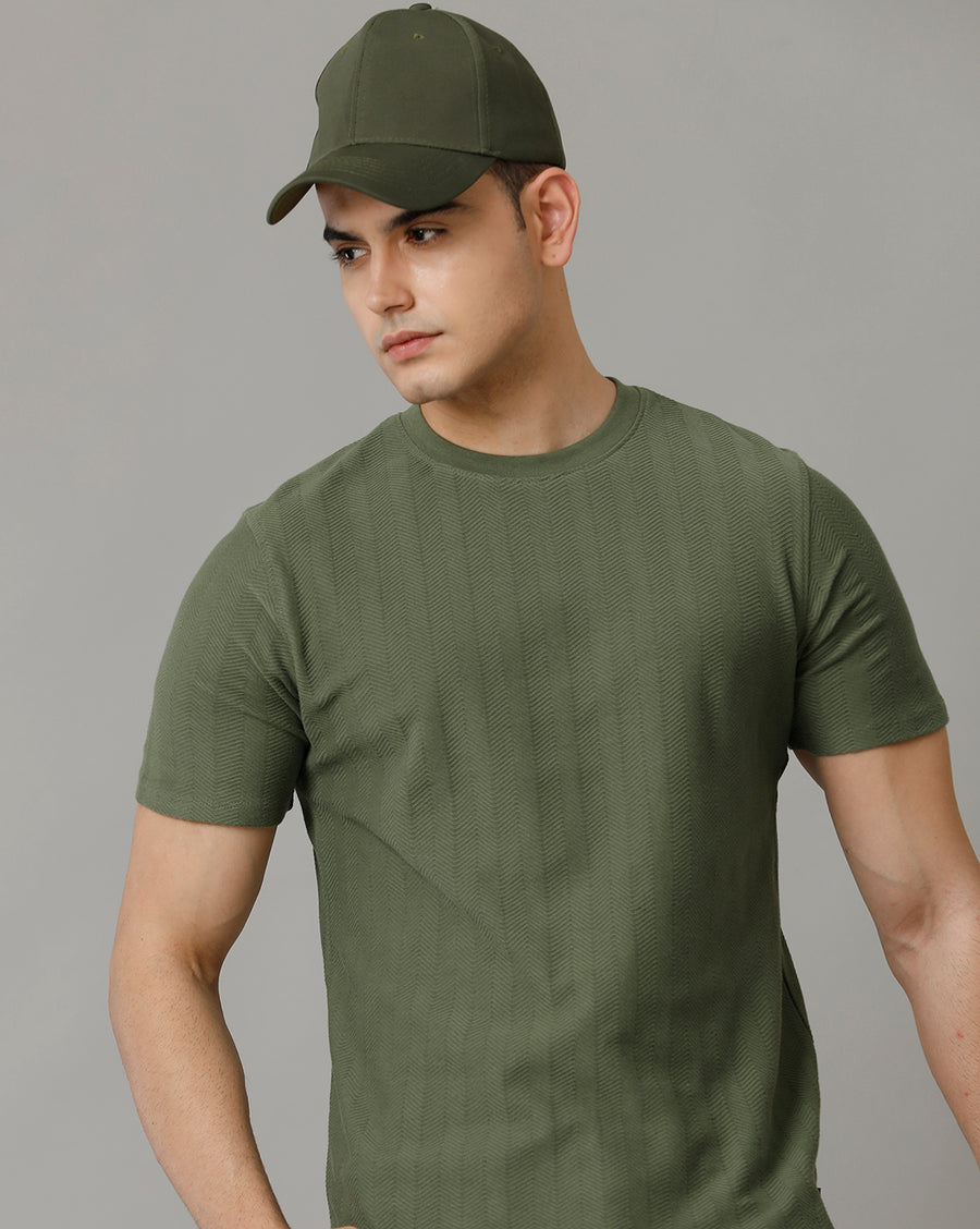 Men's Olive Regular Fit T shirt