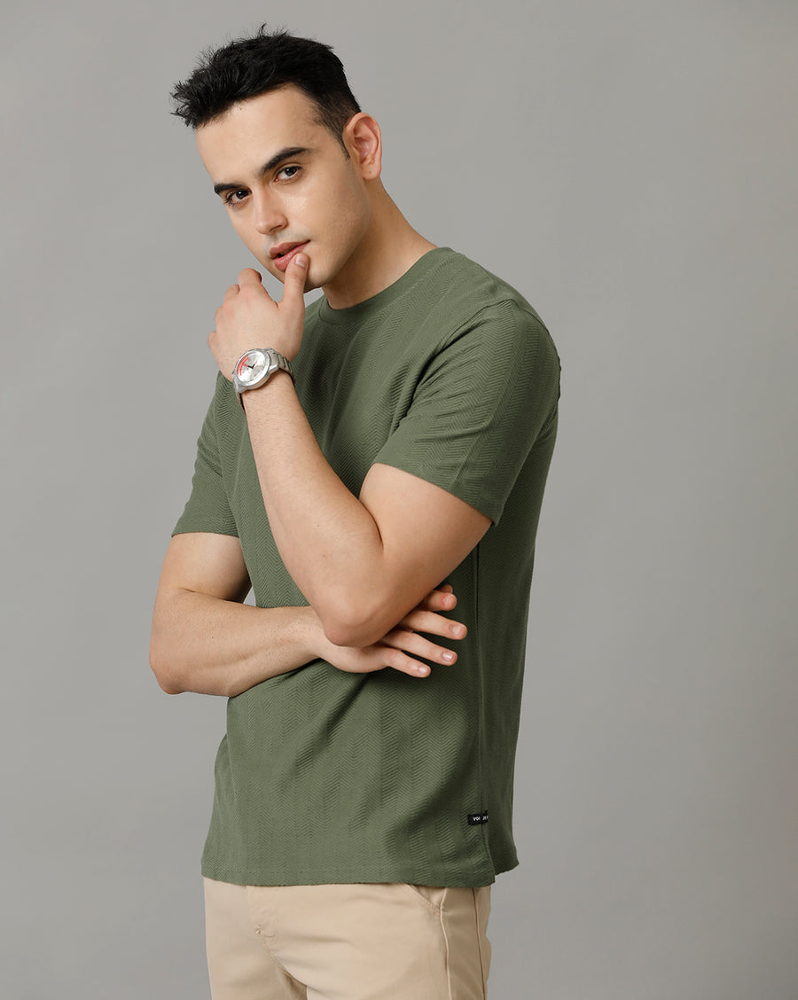 Men's Olive Regular Fit T shirt