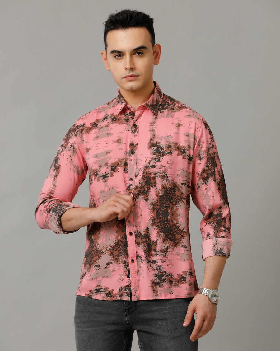 Voi Jeans Mens Rose Down AOP Slim Fit Shirt