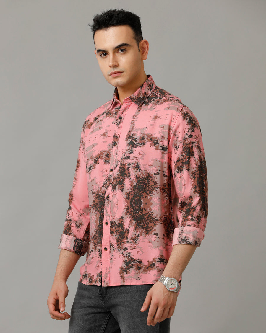 Voi Jeans Mens Rose Down AOP Slim Fit Shirt