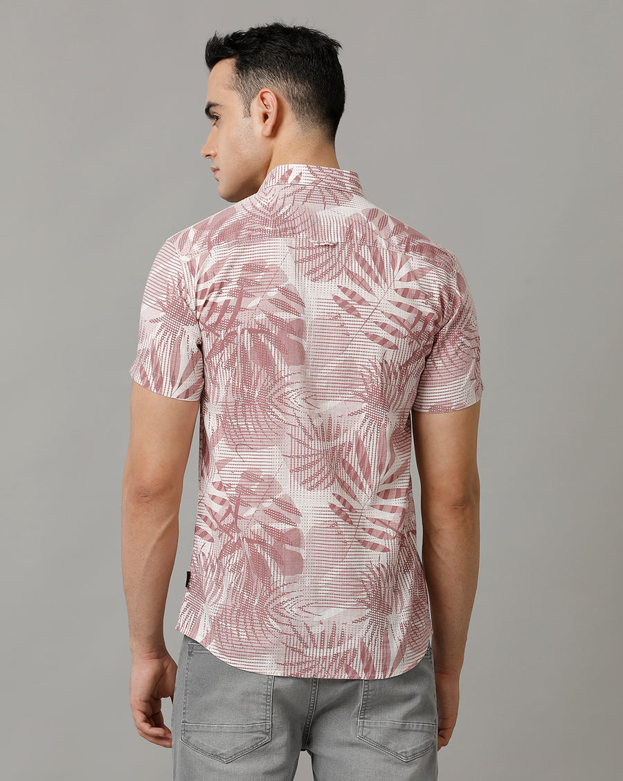 Men's Rose Pink Half Sleeve Cotton Shirt