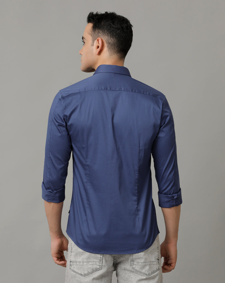 Voi Jeans Mens Blue Slim Fit Shirt