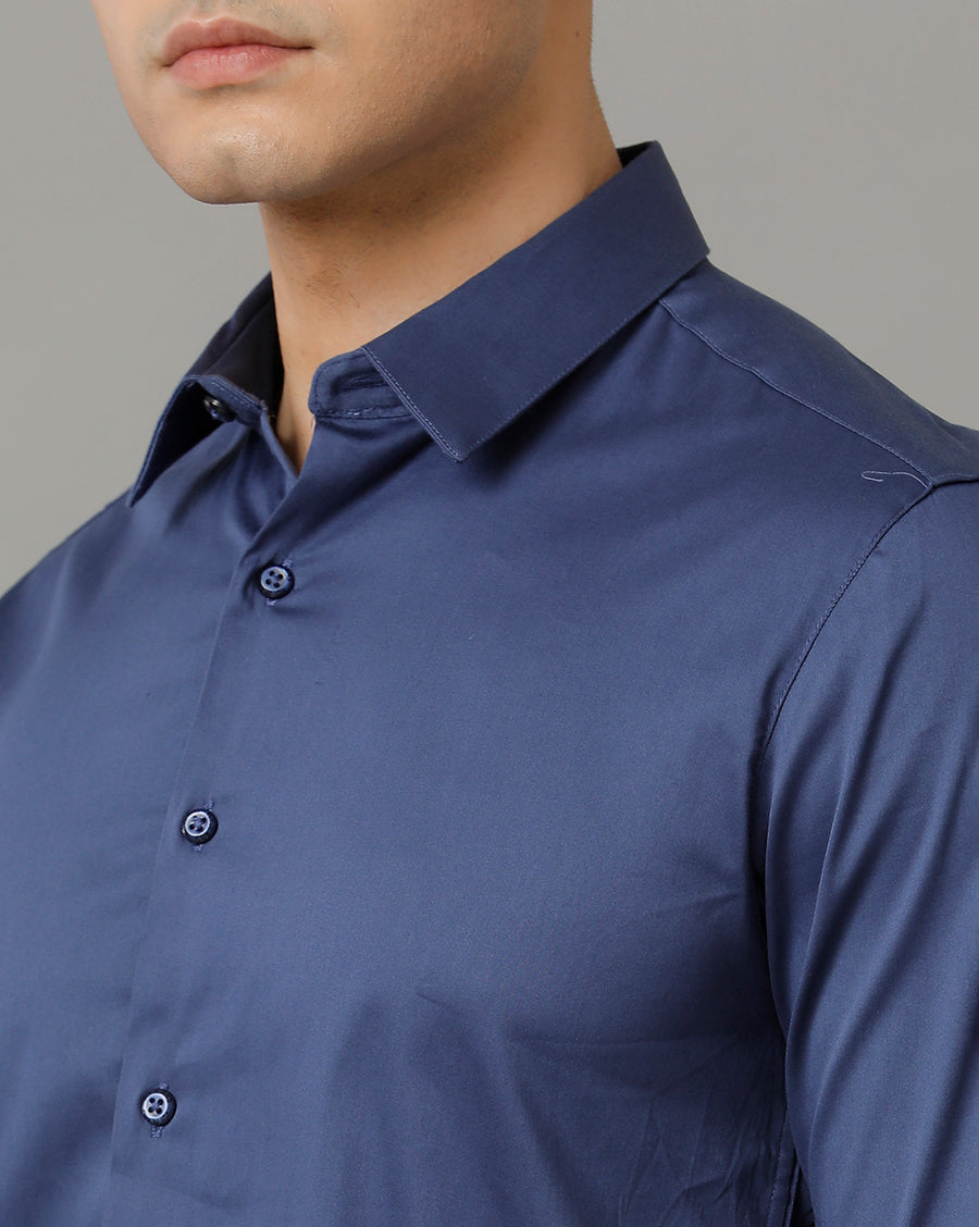 Voi Jeans Mens Blue Slim Fit Shirt