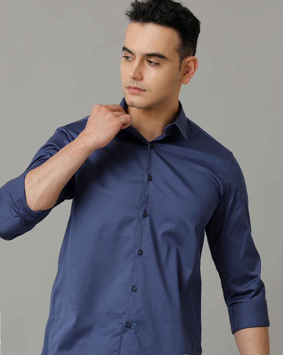 Voi Jeans Mens Blue Slim Fit Shirt