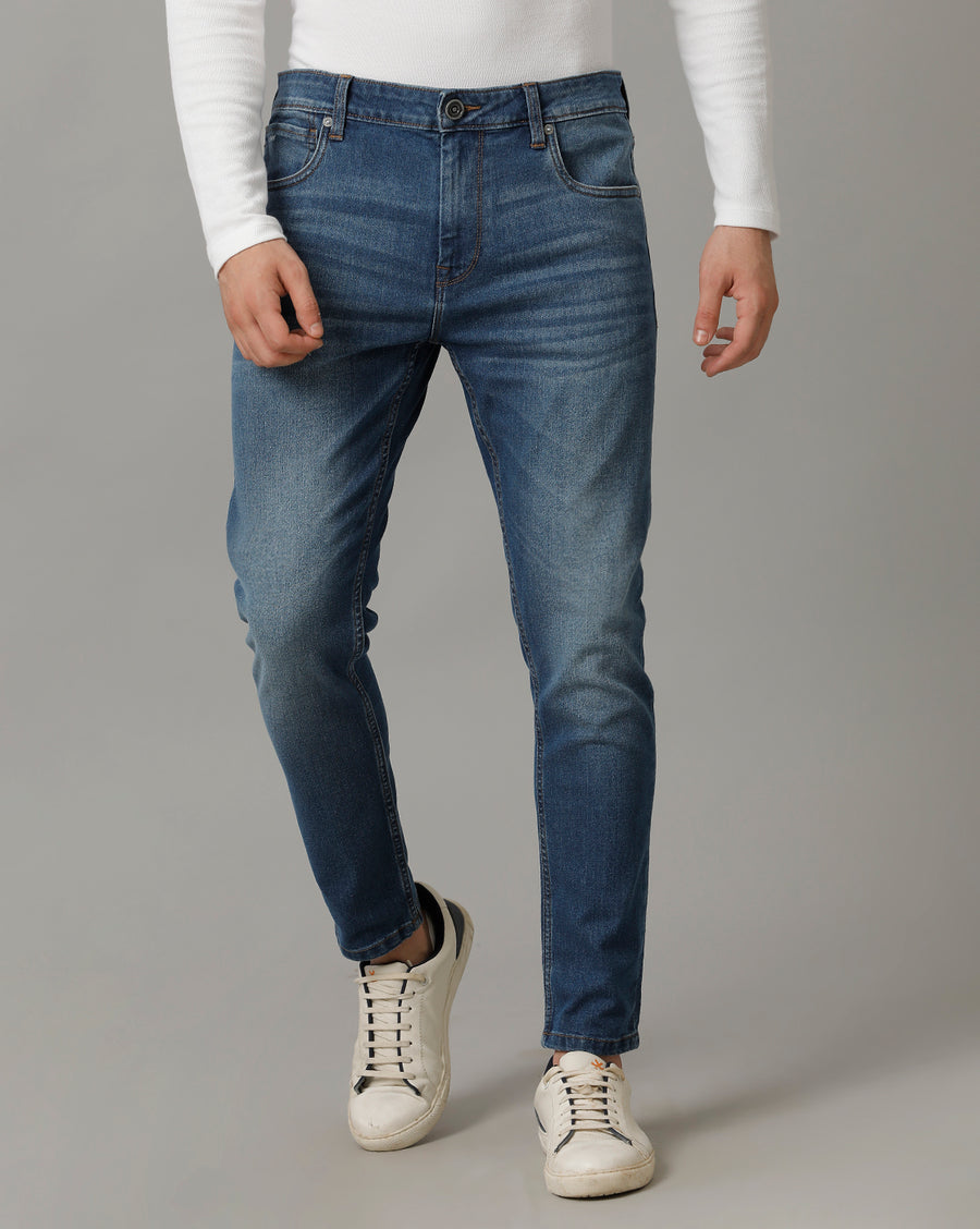 Voi Mens Jet Indigo Track Cropped Skinny Jeans