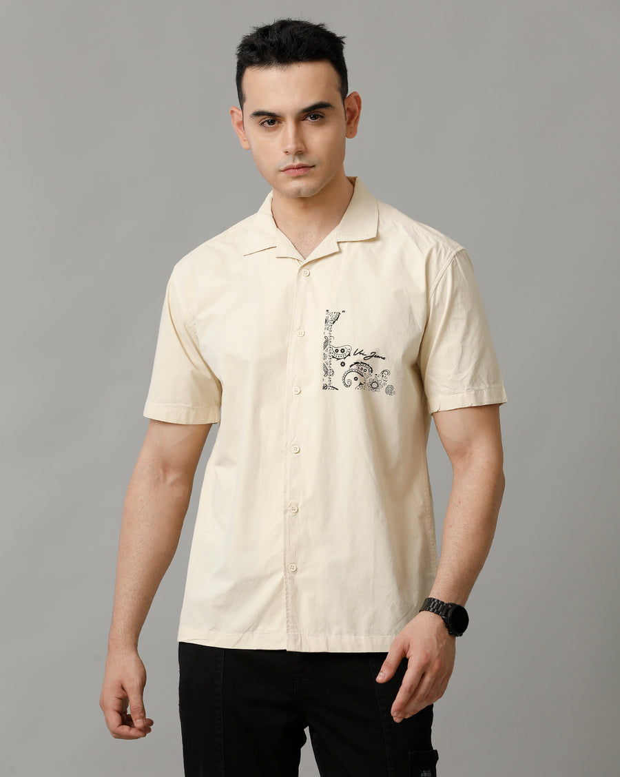 Voi Jeans Mens Seed Pearl Boxy Fit Shirt