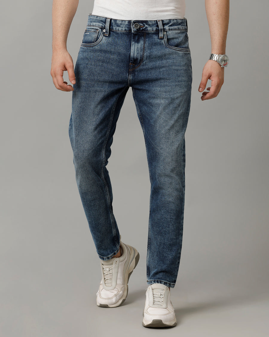 Voi Mens Jet Indigo Track Cropped Skinny Jeans