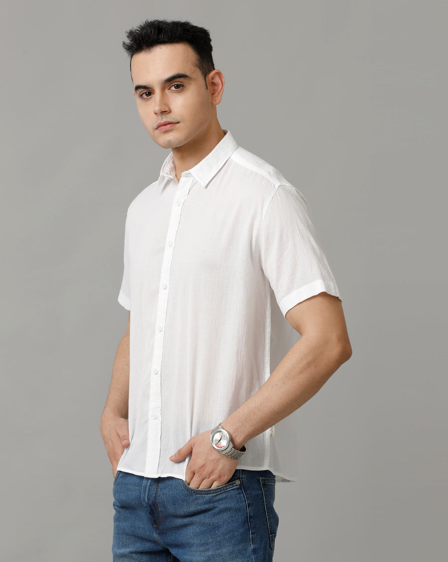 Voi Jeans Mens White Boxy Fit Shirt