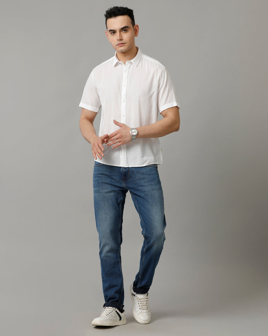 Voi Jeans Mens White Boxy Fit Shirt