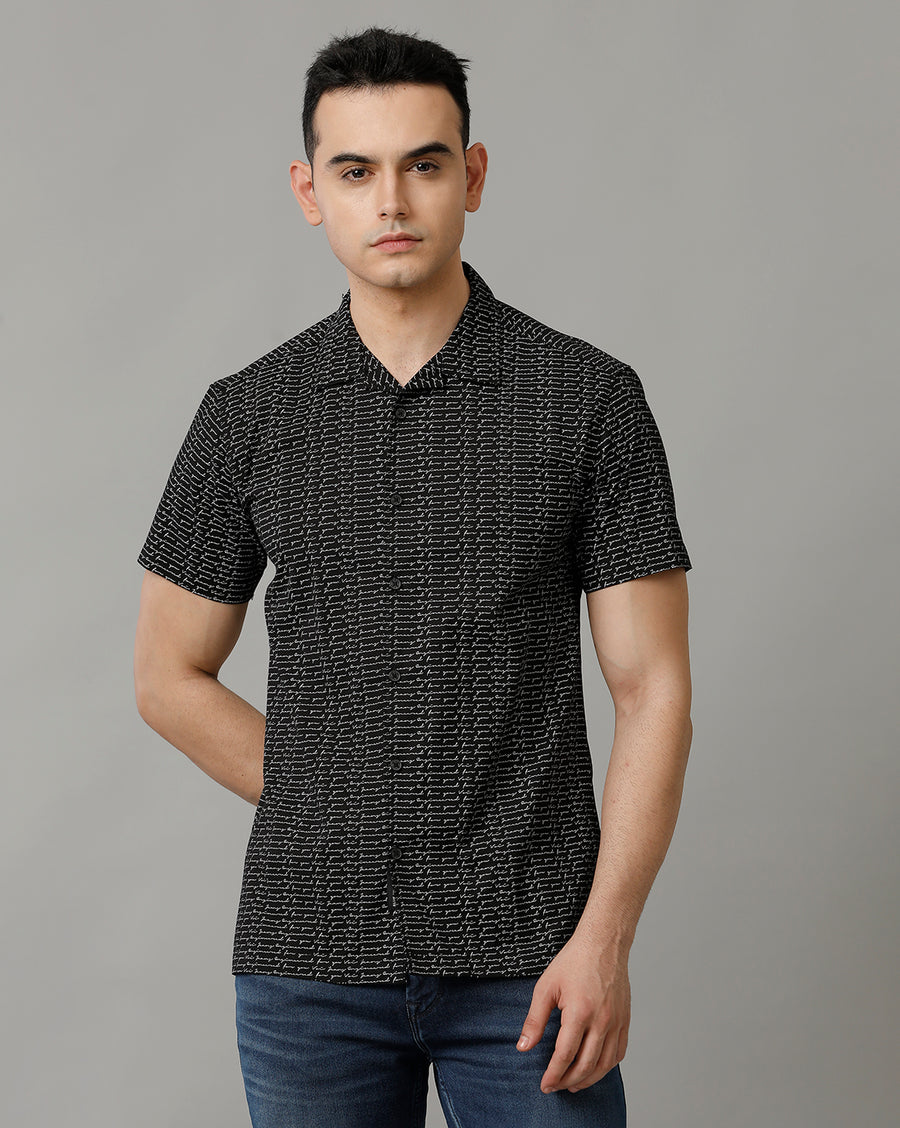 Men's Black White Casual Shirt