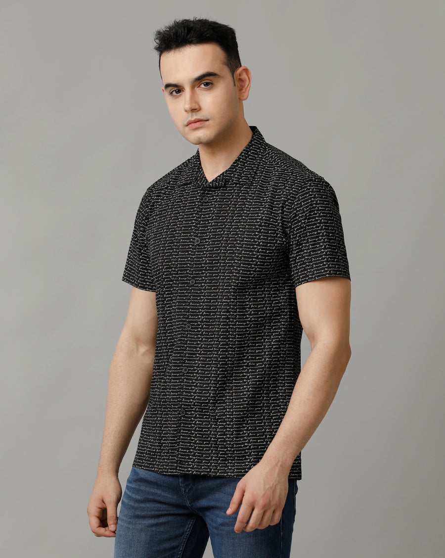 Men's Black White Casual Shirt