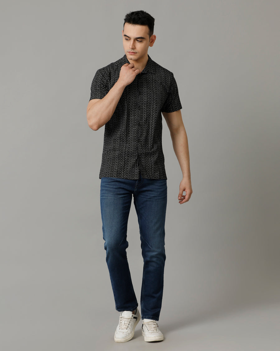 Men's Black White Casual Shirt