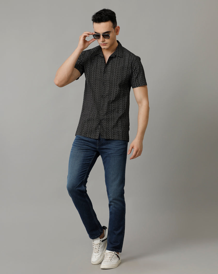 Men's Black White Casual Shirt