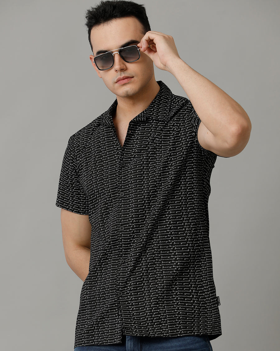 Men's Black White Casual Shirt