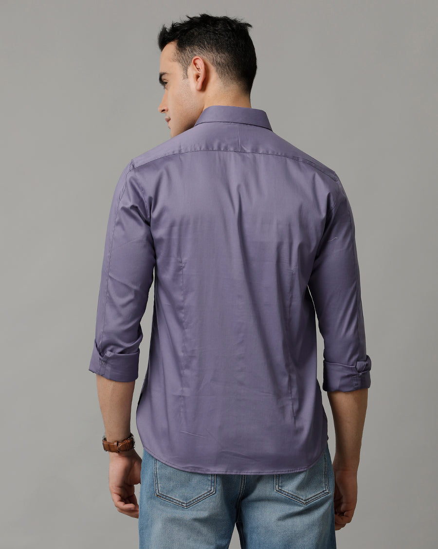 Voi Jeans Mens Purple Slim Fit Shirt