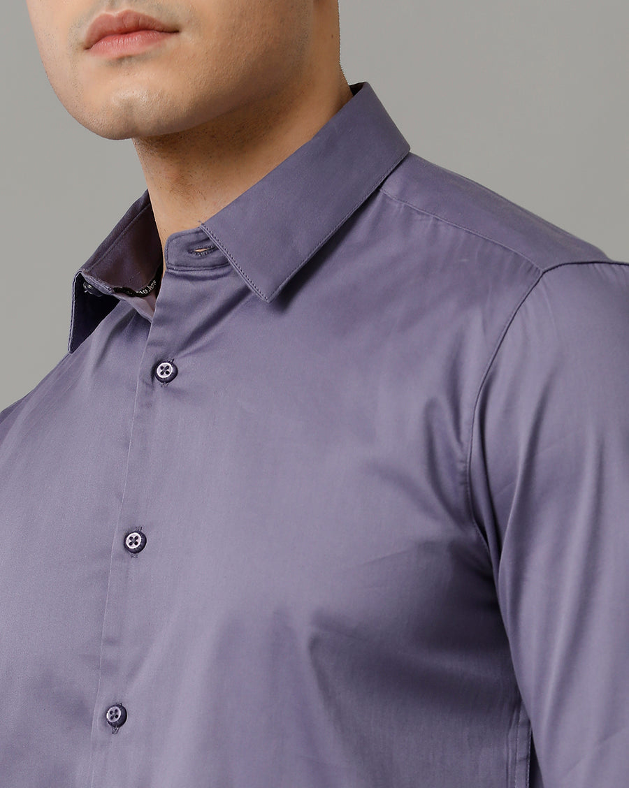 Voi Jeans Mens Purple Slim Fit Shirt