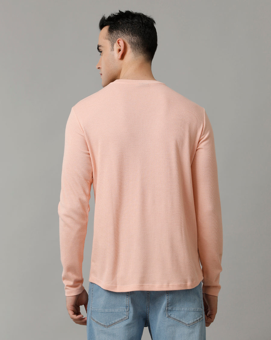 Peach Cotton blend Full Sleeve T Shirt