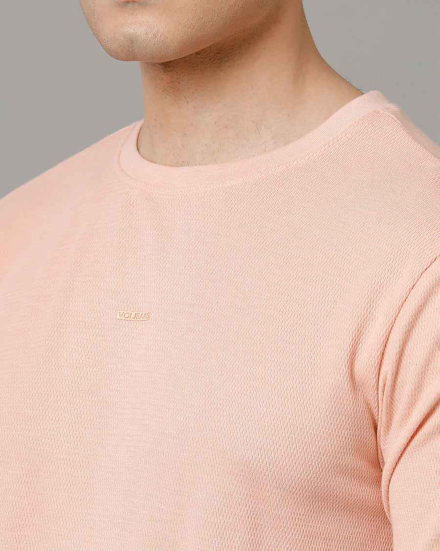 Peach Cotton blend Full Sleeve T Shirt