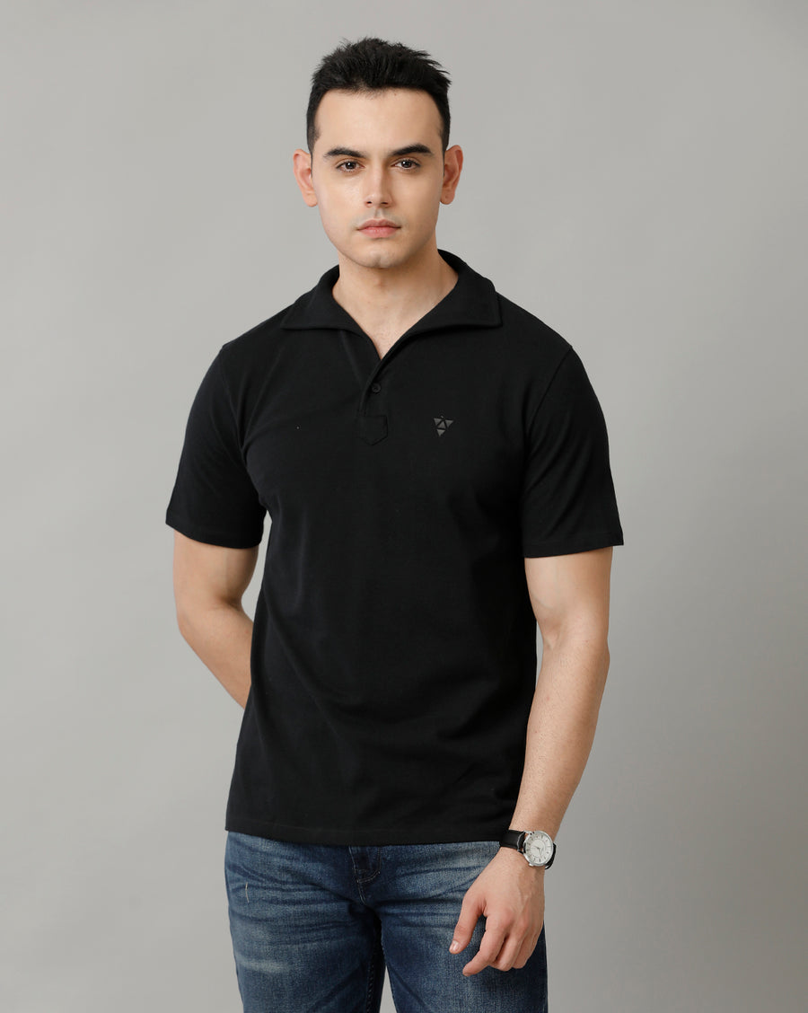 Men's Jet Black Regular Fit T shirt