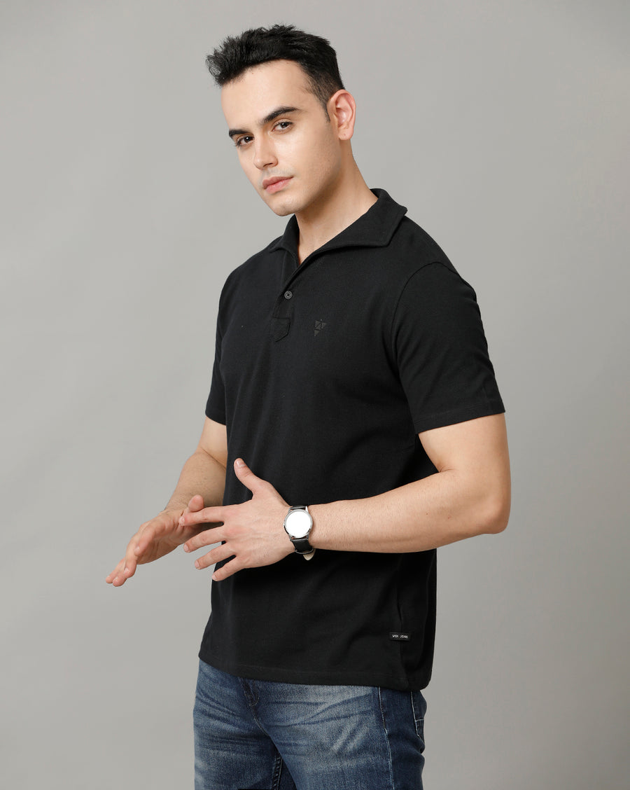 Men's Jet Black Regular Fit T shirt