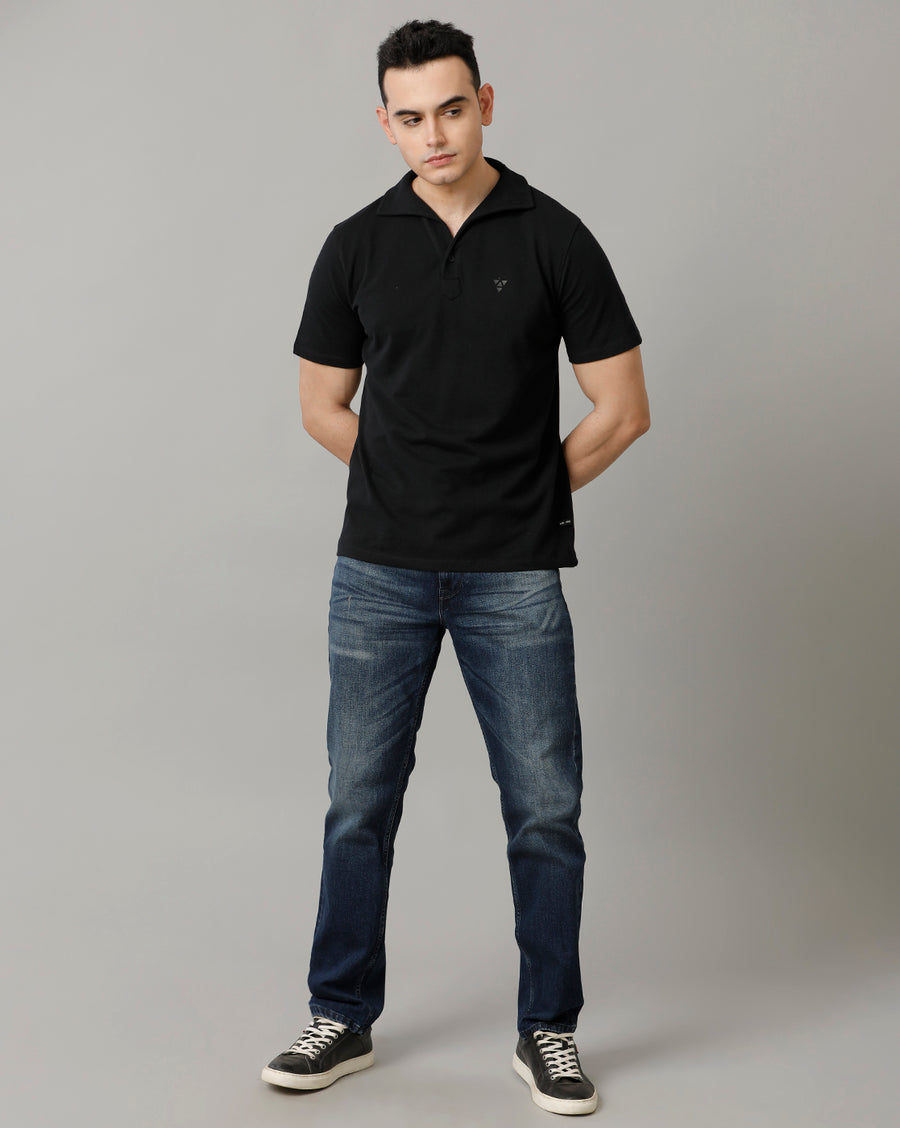 Men's Jet Black Regular Fit T shirt