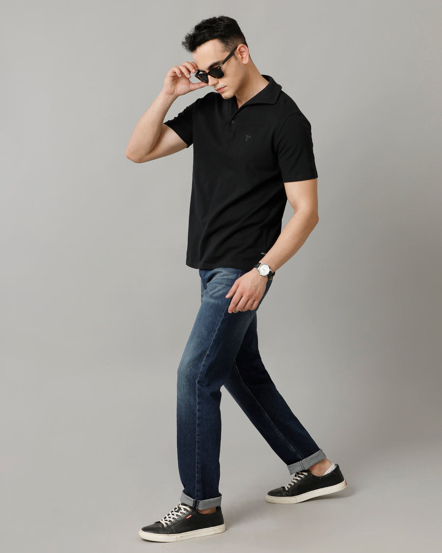 Men's Jet Black Regular Fit T shirt