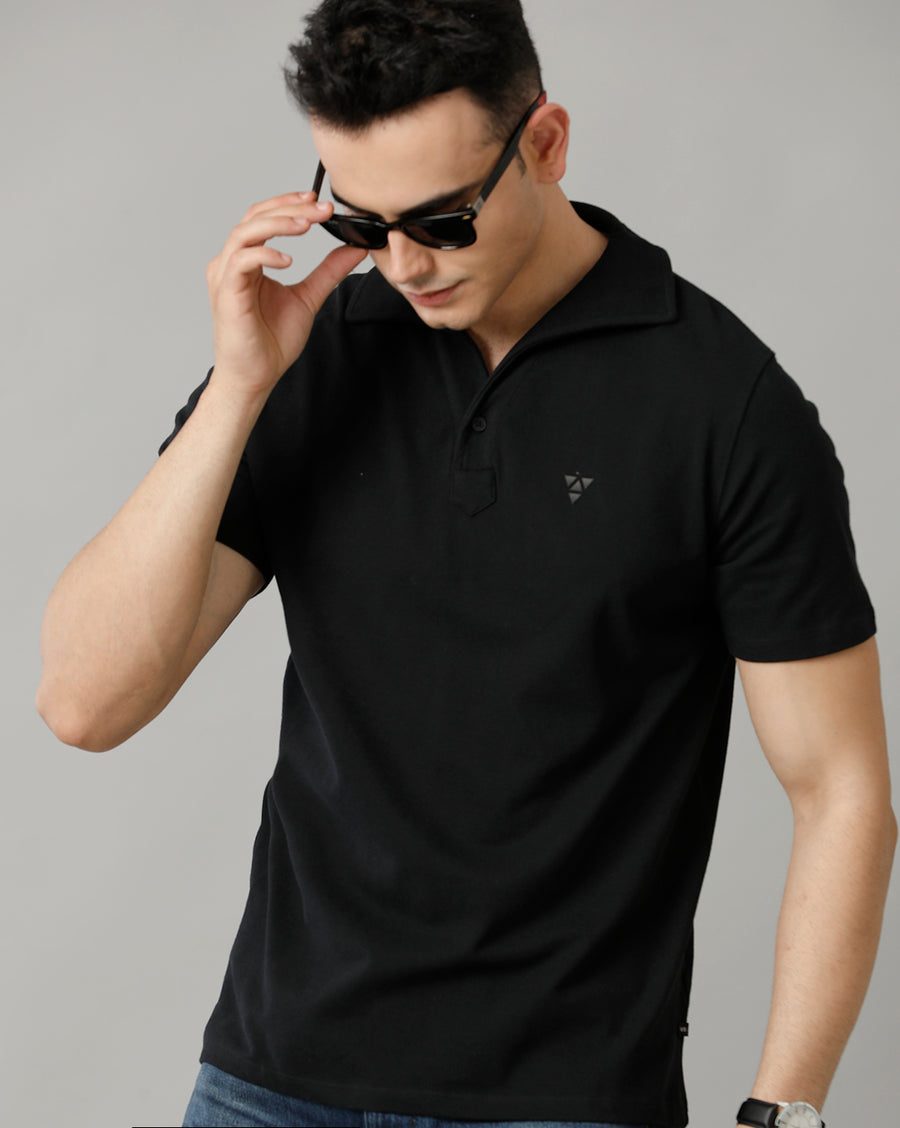 Men's Jet Black Regular Fit T shirt