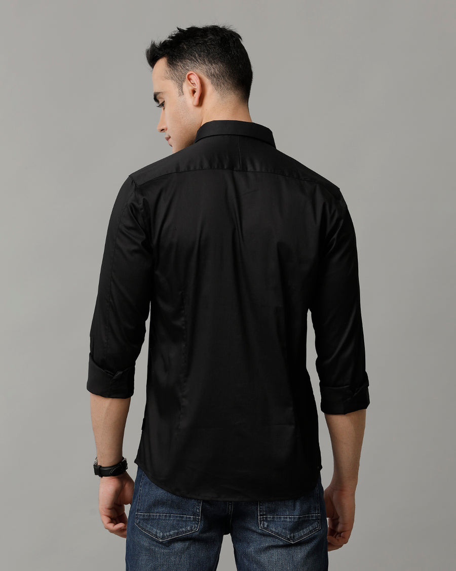 Voi Jeans Mens Black Slim Fit Shirt