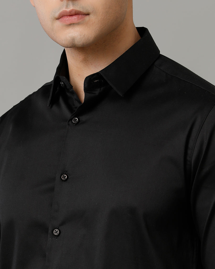 Voi Jeans Mens Black Slim Fit Shirt