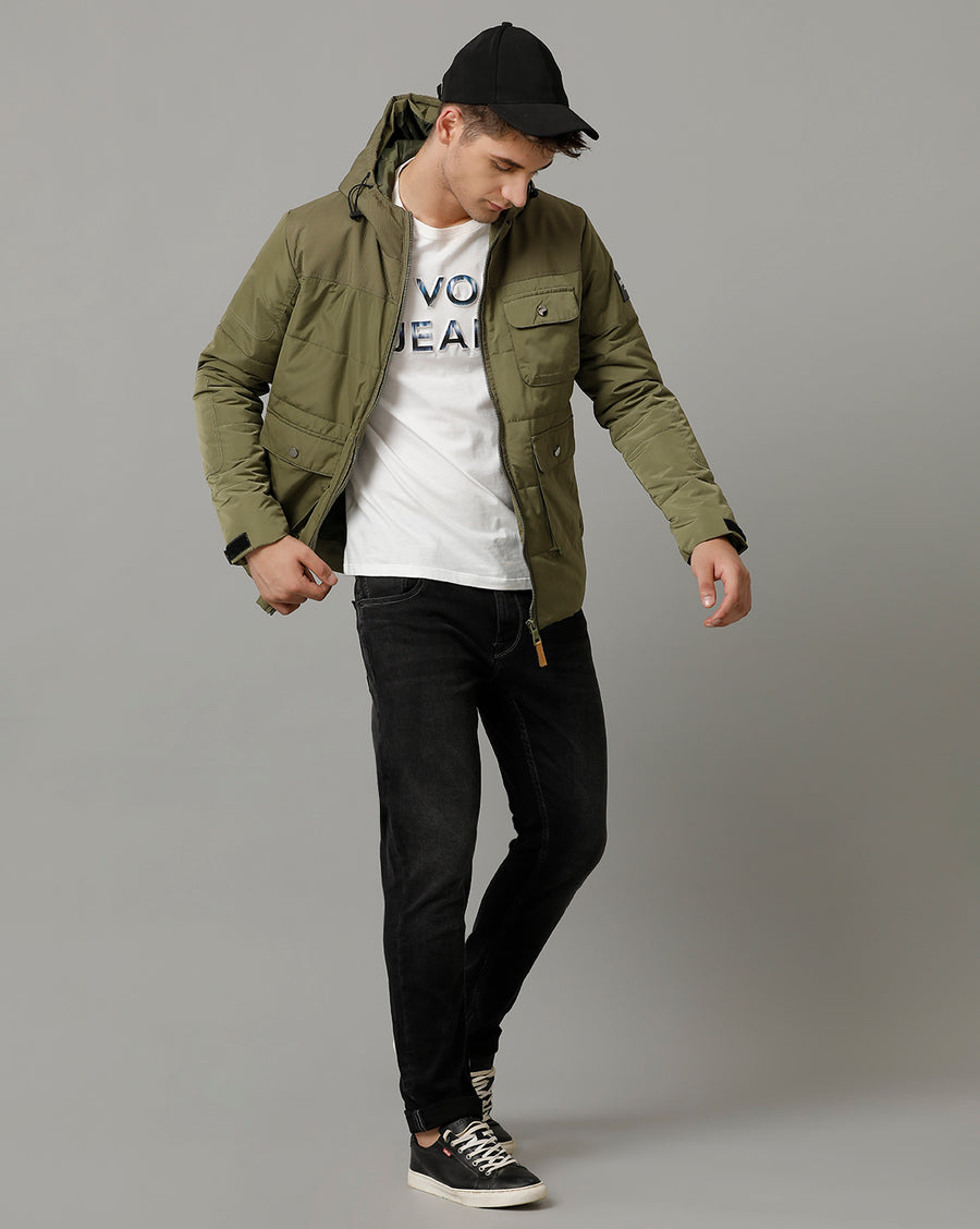 Voi Jeans Mens Olive Regular Fit Jacket